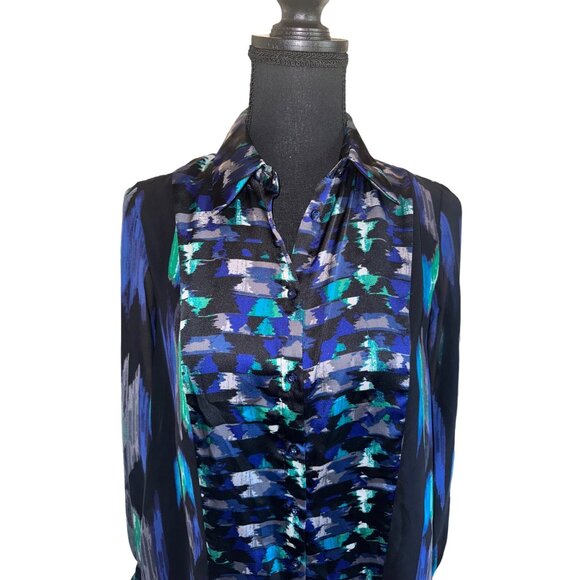 Kirna Zabete Blouse Abstract Pattern Hi Low City Classic Formal Party Office - Picture 3 of 11